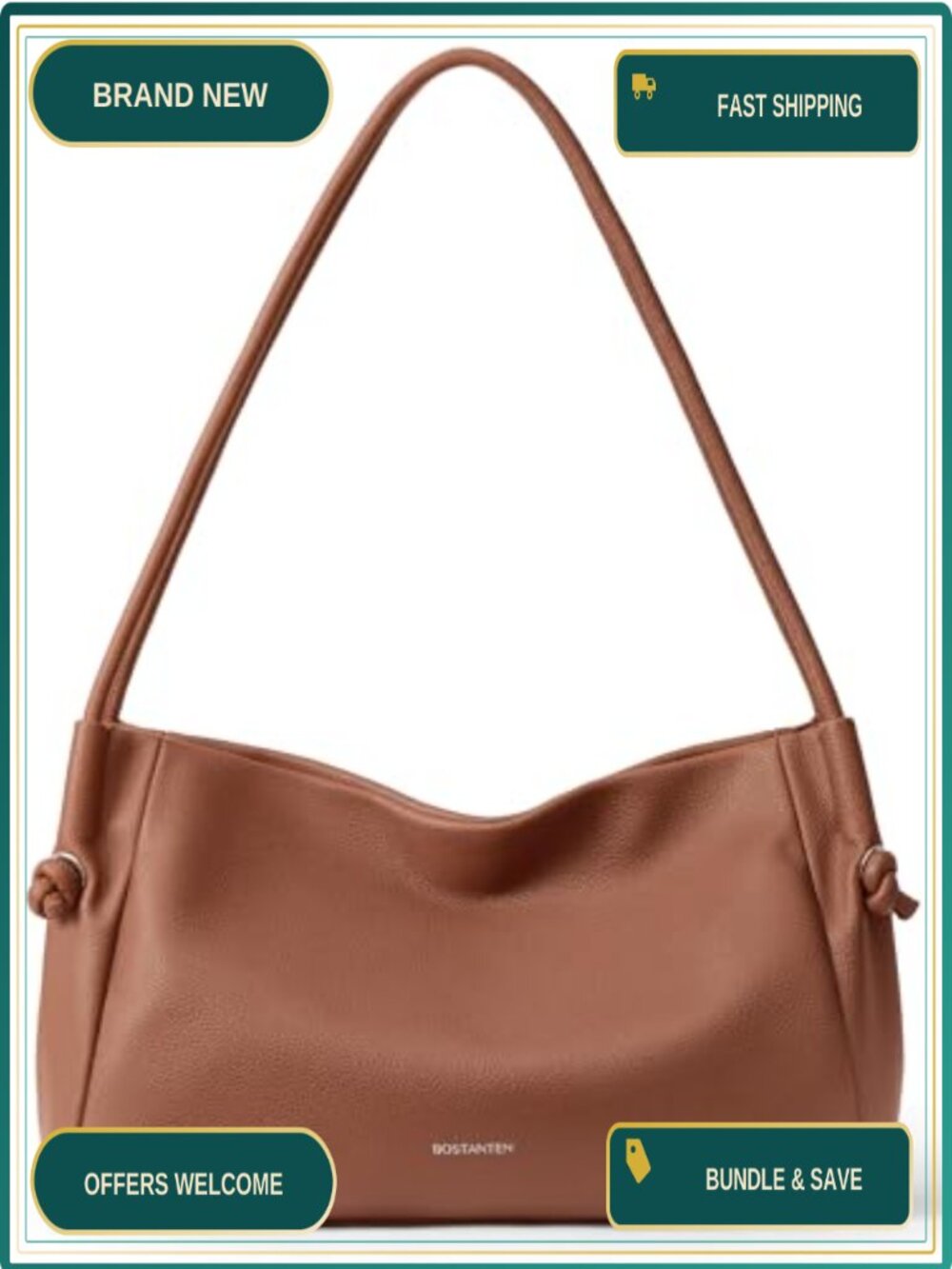 Pebbled Vegan Leather Hobo Shoulder Bag Soft Lightweight Purse